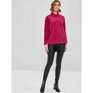 J. Jill | L | Corduroy Collared Button Up Front Top Shirt Long Sleeve Cranberry